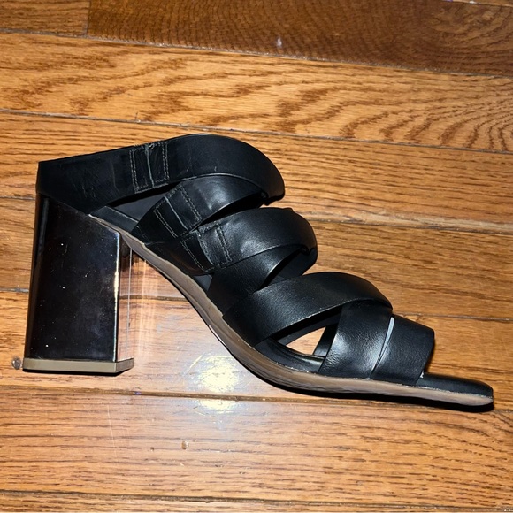 Aerosoles Black Leather Harley Heel Sandals Gladiator Straps Women’s Size 11 - Picture 3 of 8